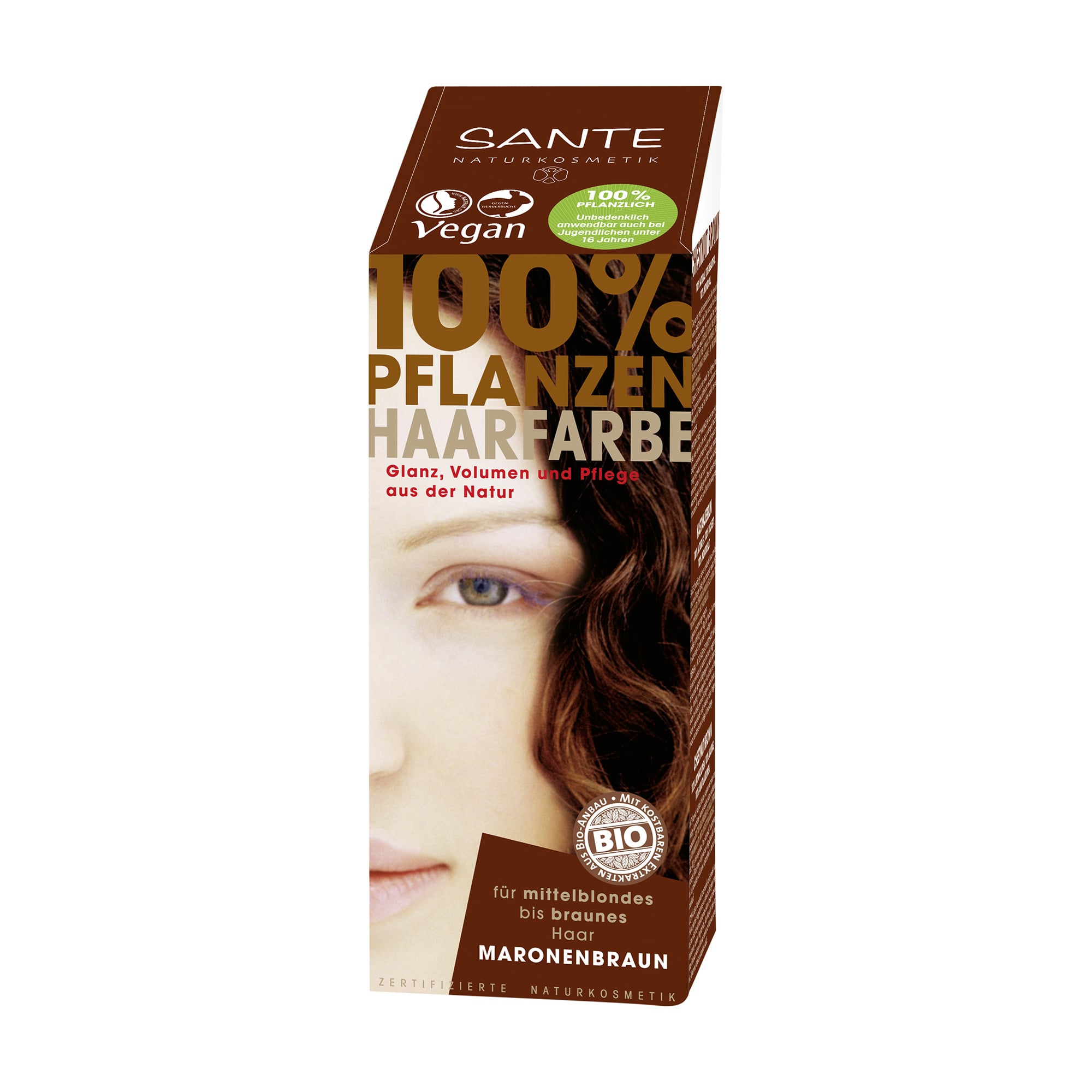 Трав'яний порошок для фарбування волосся Sante Chestnut Brown, 100 г