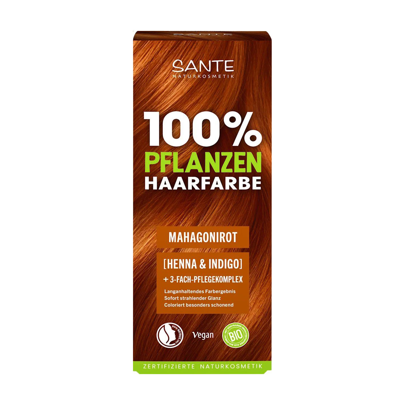 Трав'яний порошок для фарбування волосся Sante Naturkosmetik Herbal Hair Color, Mahogany Red, 100 г